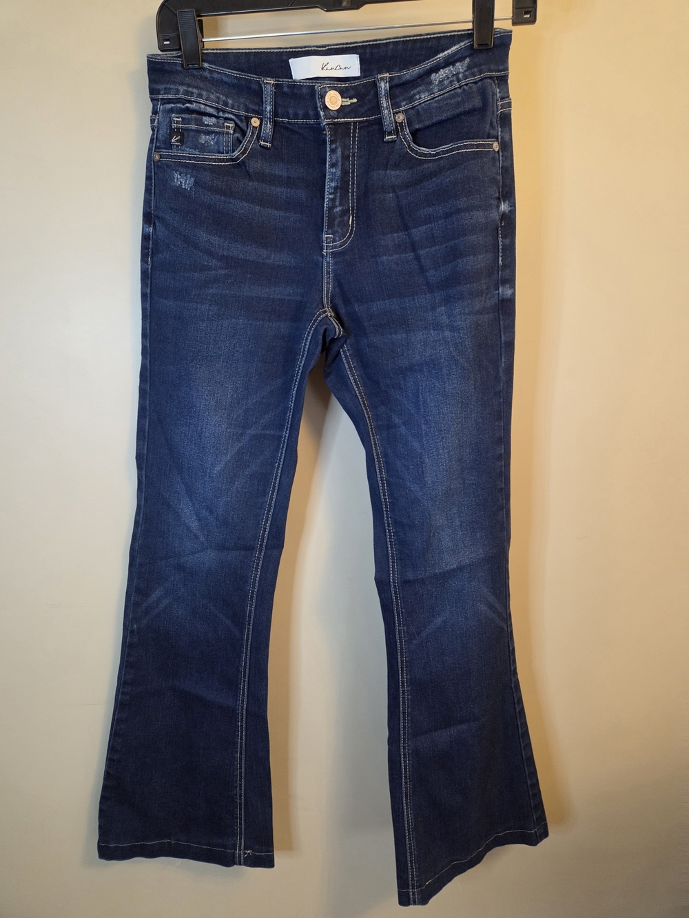 KanCan Womens Jeans Size 7 Dark Wash Bootcut Stretch Distressed 29 Inseam
